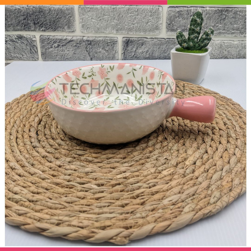 Mandala Print Ceramic Bowl with Handle