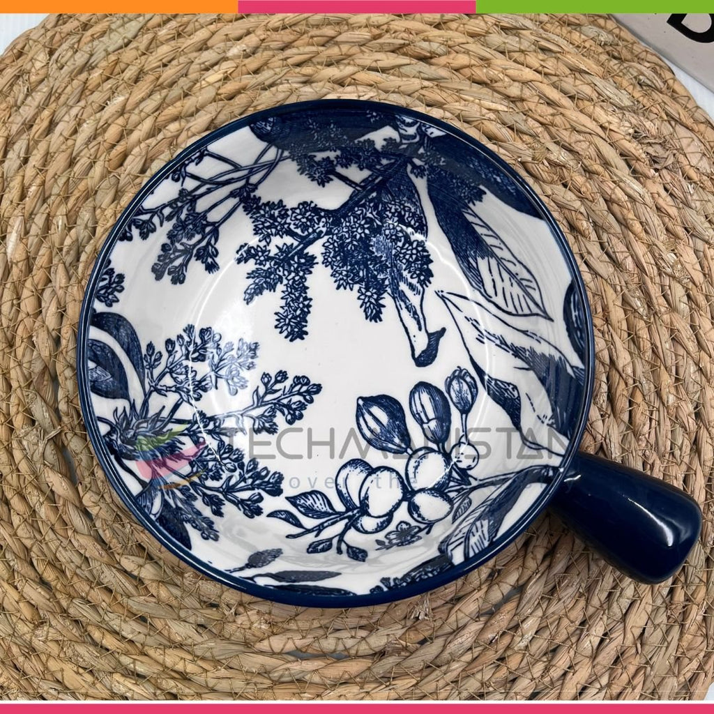 Mandala Print Ceramic Bowl with Handle
