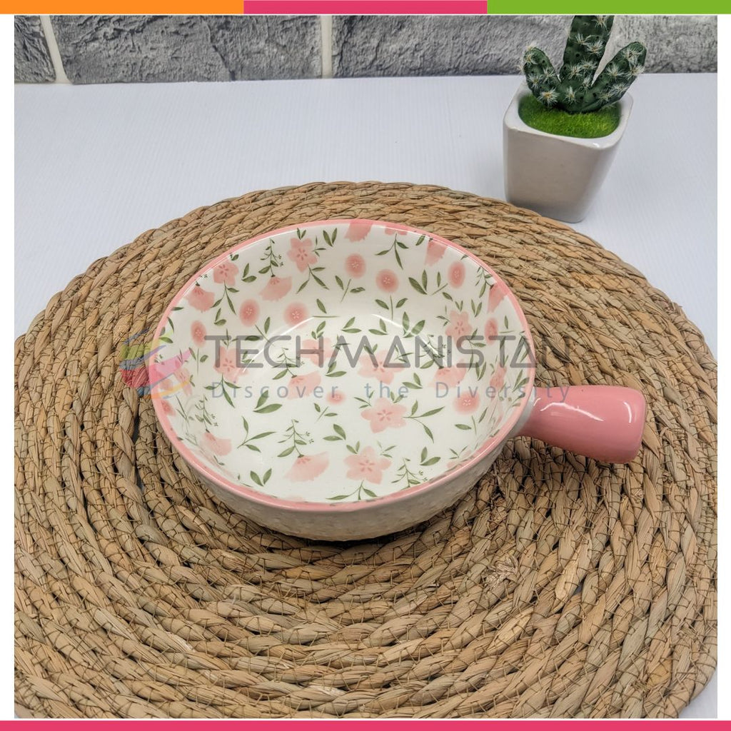 Mandala Print Ceramic Bowl with Handle
