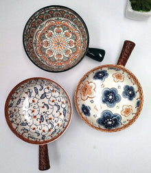 Mandala Print Ceramic Bowl with Handle