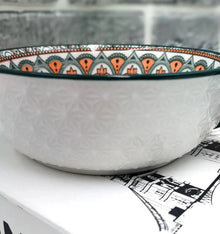 Mandala Print Ceramic Bowl with Handle