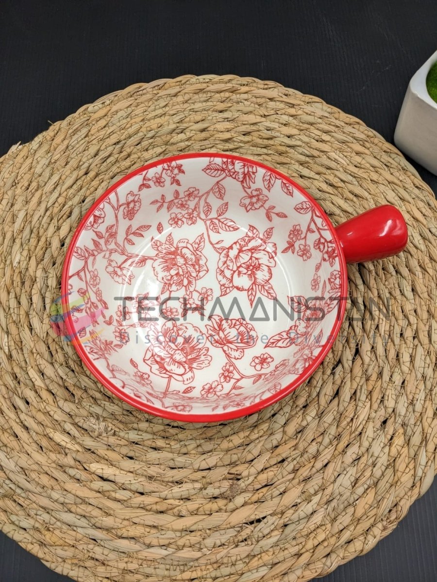 Mandala Print Ceramic Bowl with Handle