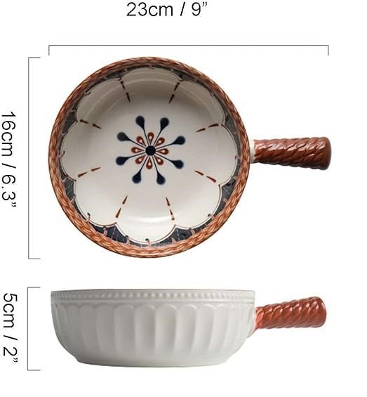 Mandala Print Ceramic Bowl with Handle