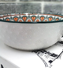 Mandala Print Ceramic Bowl with Handle