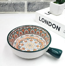 Mandala Print Ceramic Bowl with Handle