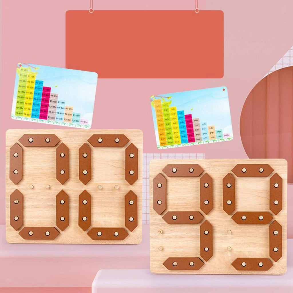 Mathematical Addition & Subtraction Learning Board With Cards, Mathematical Blocks & Cards Counting Learning Board, Kids Wooden Puzzle Game Numbers Learning Educational Toys Board Game
