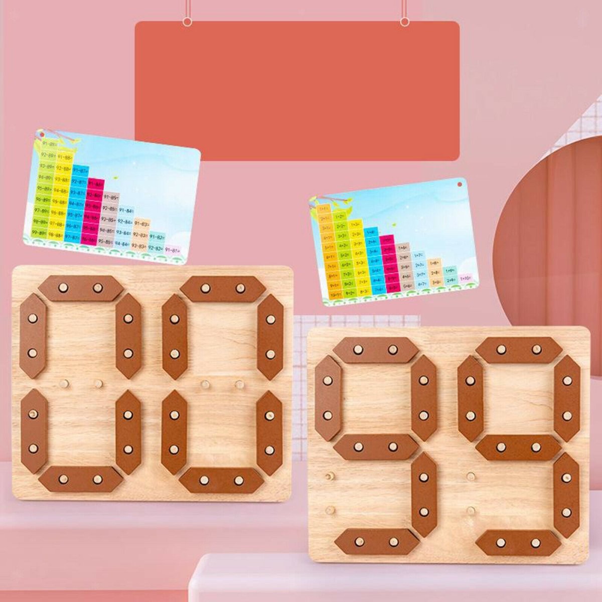 Mathematical Addition & Subtraction Learning Board With Cards, Mathematical Blocks & Cards Counting Learning Board, Kids Wooden Puzzle Game Numbers Learning Educational Toys Board Game