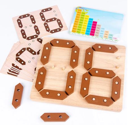 Mathematical Addition & Subtraction Learning Board With Cards, Mathematical Blocks & Cards Counting Learning Board, Kids Wooden Puzzle Game Numbers Learning Educational Toys Board Game