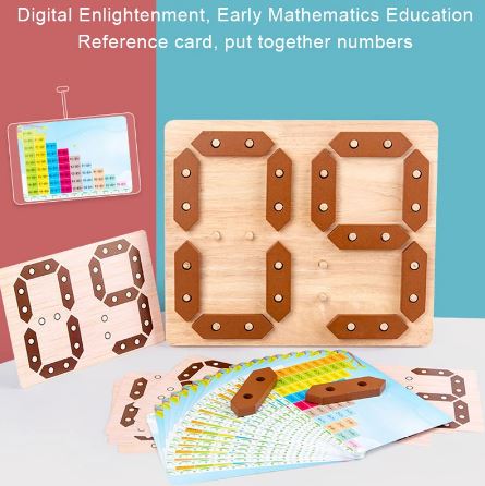 Mathematical Addition & Subtraction Learning Board With Cards, Mathematical Blocks & Cards Counting Learning Board, Kids Wooden Puzzle Game Numbers Learning Educational Toys Board Game