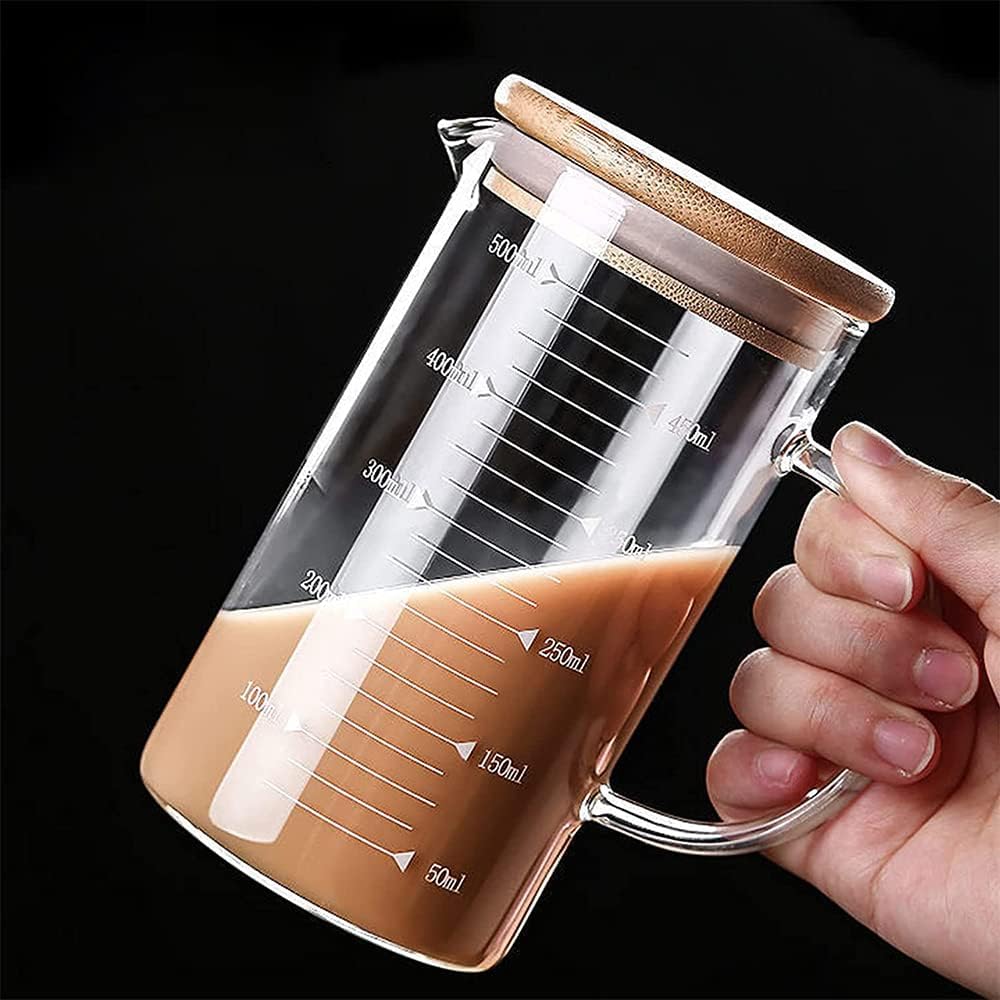 Measuring Glass Jug with Handle & Wooden Lid