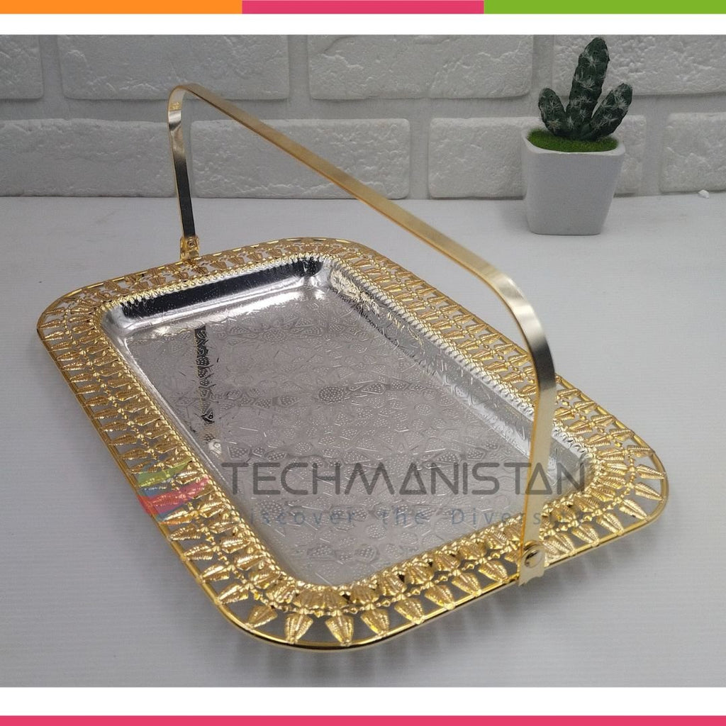 Metal Alloy Serving Tray with Handle