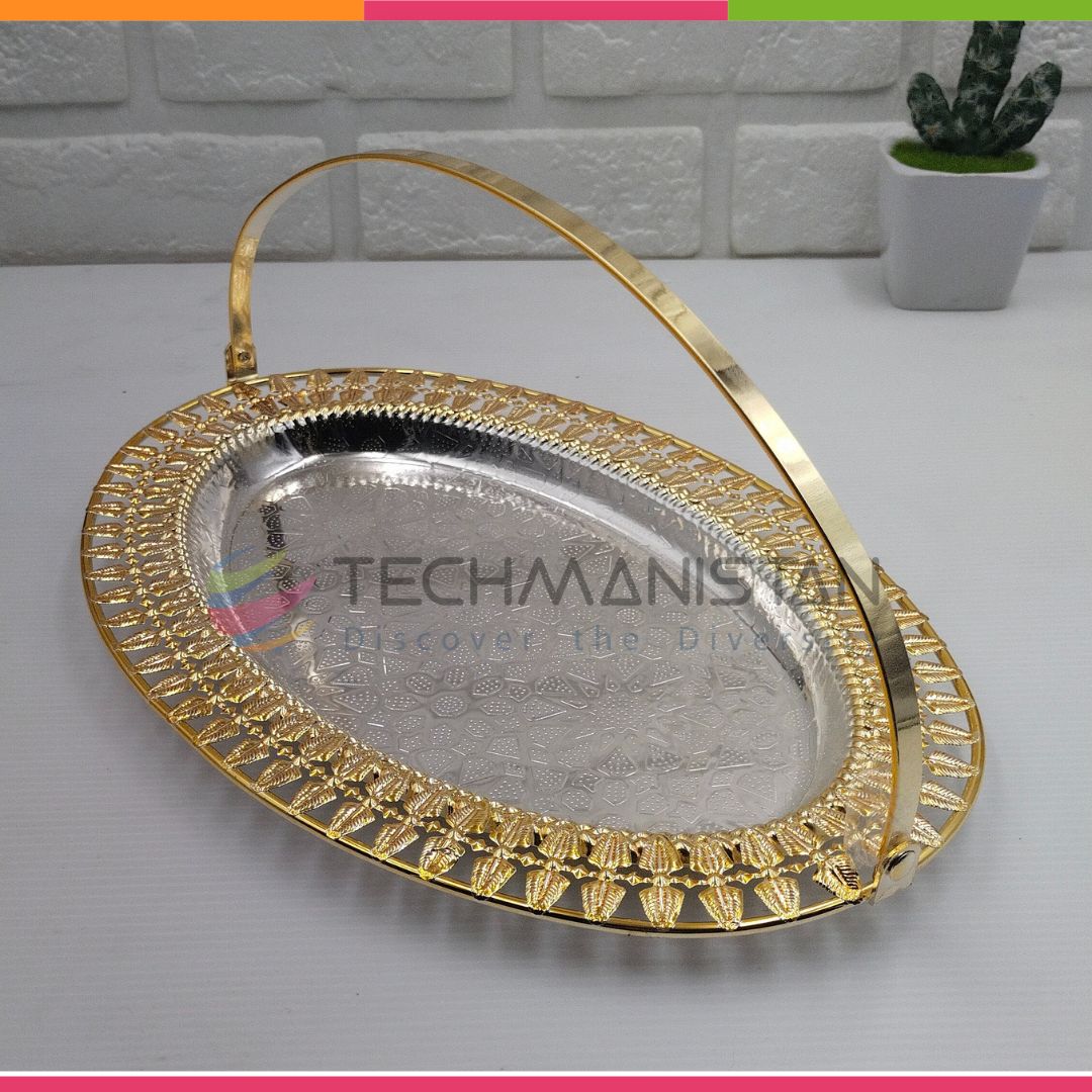 Metal Alloy Serving Tray with Handle