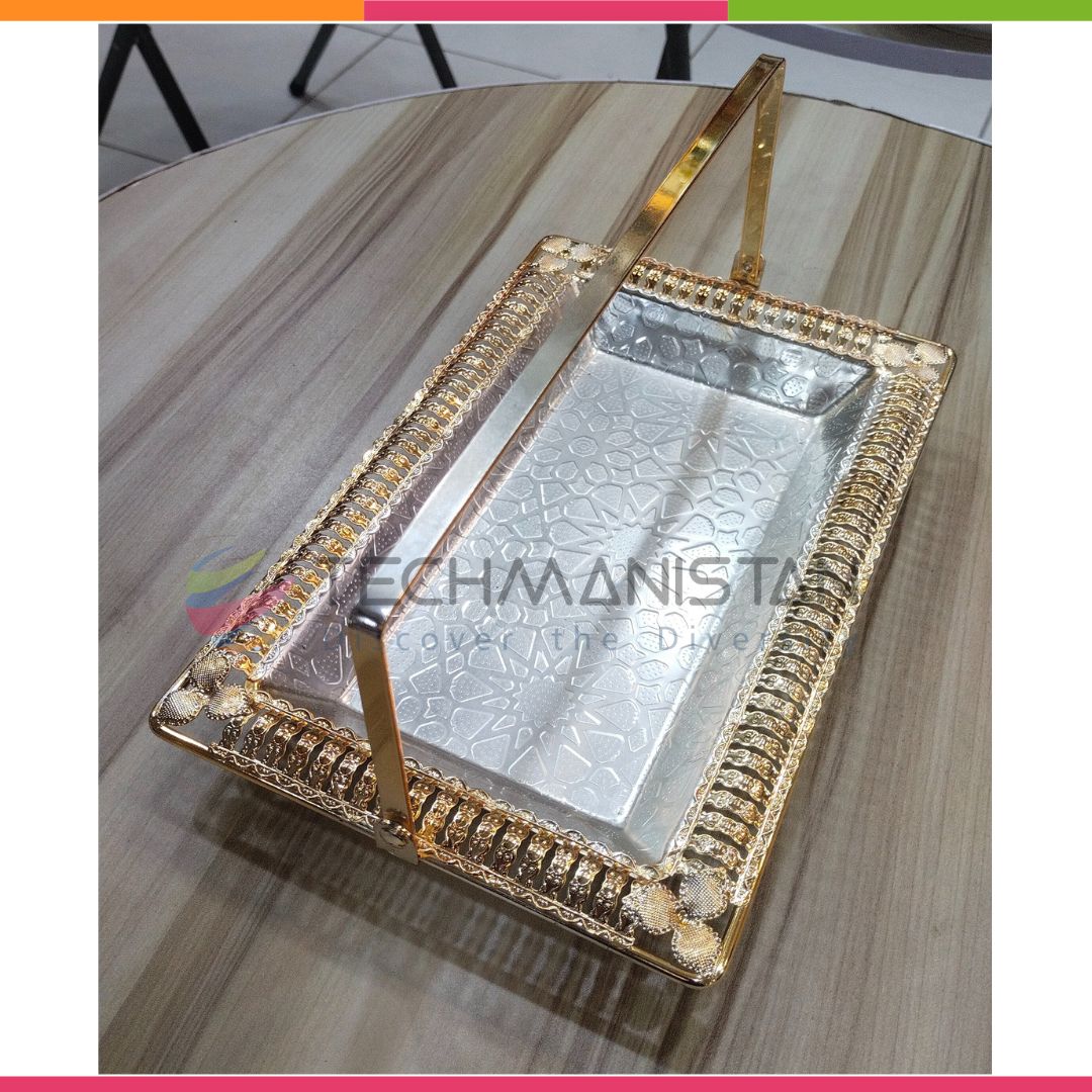 Metal Alloy Serving Tray with Handle