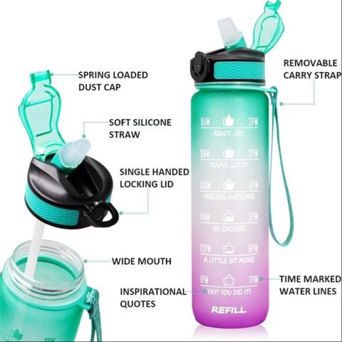 Multicolor Large Capacity Water Bottle 1000ml
