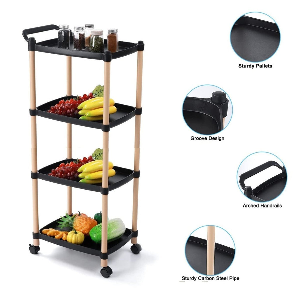 Multipurposed 3/4 Tier Rolling Cart with Wheels