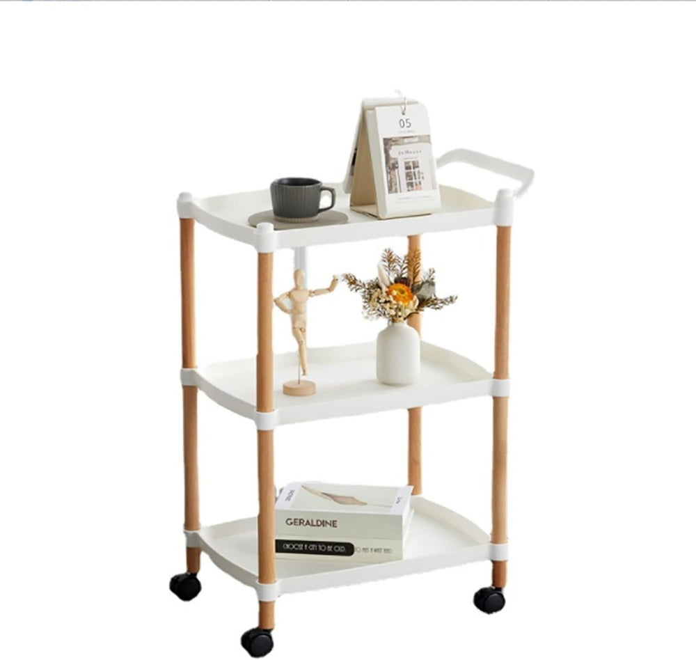 Multipurposed 3/4 Tier Rolling Cart with Wheels, Serving Cart with Handle Bar, Heavy Duty Shelving Unit Utility Storage Shelves Trolley, Storage Cart