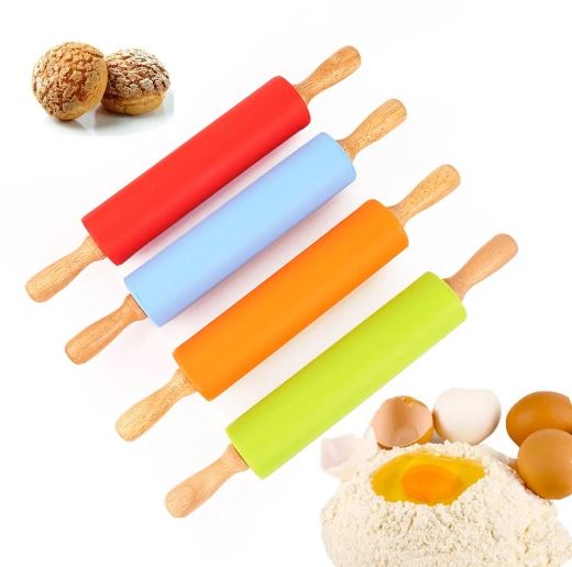 Non-stick Wooden Handle Silicone Rolling Pin