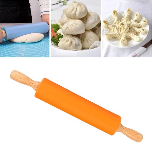 Non-stick Wooden Handle Silicone Rolling Pin