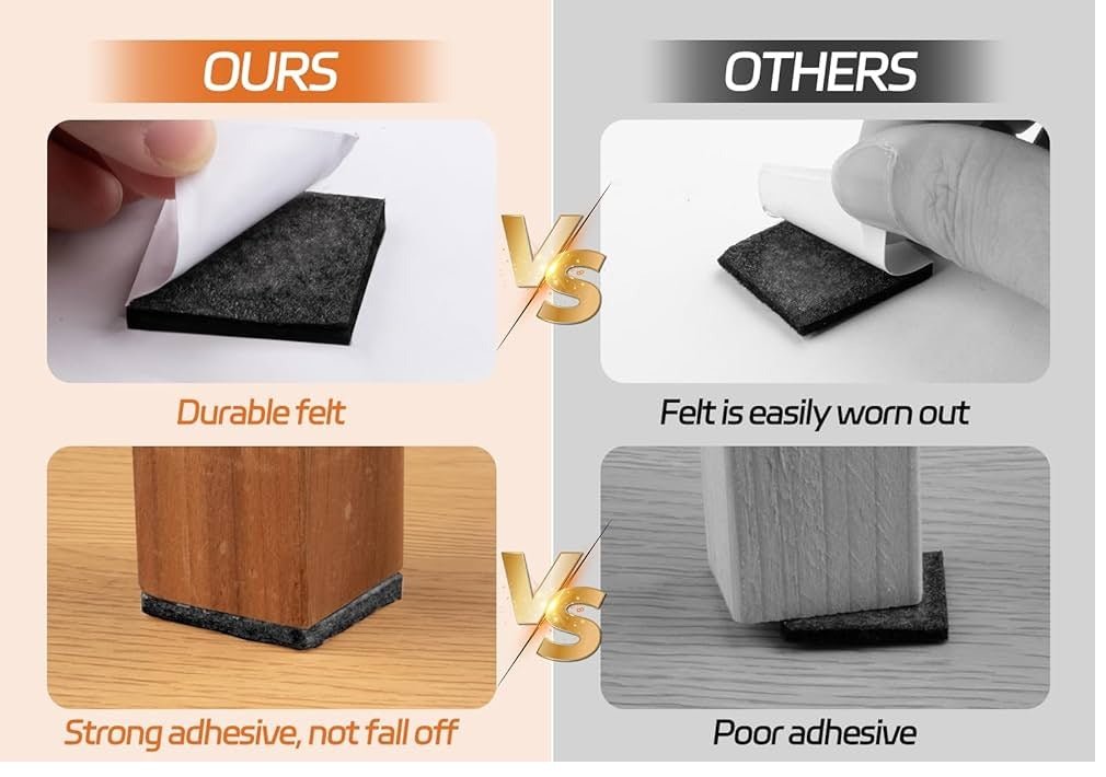 Pack of 12 - 4cm Sized Stick-On Self Adhesive Felt Pads