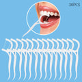 Pack of 30 - Dental Floss Toothpicks, Teeth Cleaning Flosser Toothbrush Toothpicks, Dental Floss Stick, Dental Care Flat Line Flossing Plastic Toothpicks