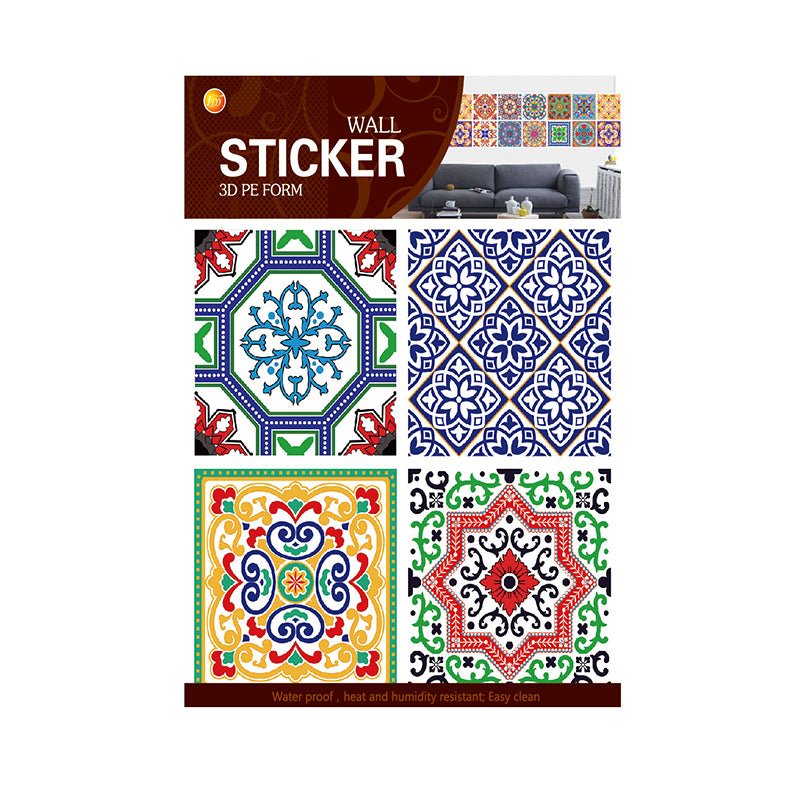 Pack of 4 - 3D Embossed Assorted Truck Art Themed Tiles Sticker (Each Sticker Size: 6x6 Inches)