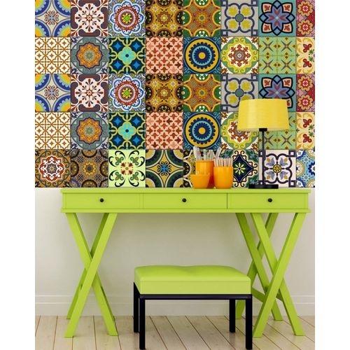 Pack Of 48 - Traditional Talavera Tiles Stickers For Bathroom & Kitchen - 6 X 6 Inches