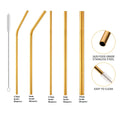 Pack of 5 - Different Diameters Stainless Steel Reusable Drinking Straws With Cleaning Brush