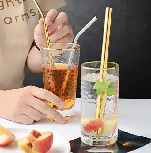 Pack of 5 - Different Diameters Stainless Steel Reusable Drinking Straws With Cleaning Brush