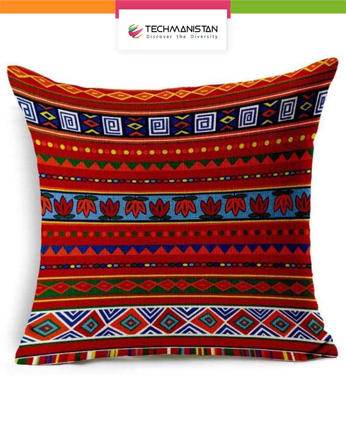 Pack Of 5 - Ethnic Design Cushions - Multicolor cushion covers Without Filling, Cushioncover for Sofa Designer Fancy Geometric pillows printed set