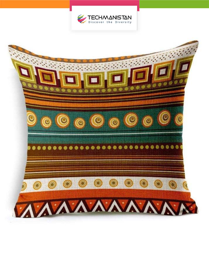 Pack Of 5 - Ethnic Design Cushions - Multicolor cushion covers Without Filling, Cushioncover for Sofa Designer Fancy Geometric pillows printed set