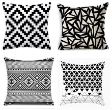 Pack of 5 - Random Design Black & White Geometric Cushion Covers, Throw Pillow, Decorative Case, Without Filling