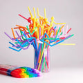 Pack of 50 Multicolored Flexible Straws - Extra Long Bendy Party Straws