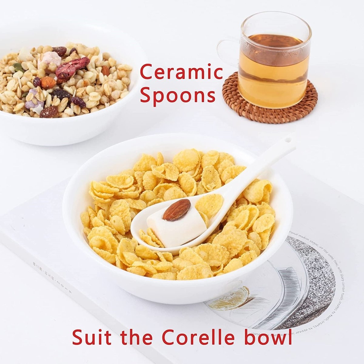 Pack of 6 - Ceramic Soup Spoons
