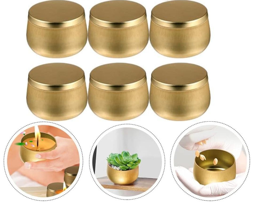 Pack of 6 - Multipurposed Empty Tins, Candle Tins