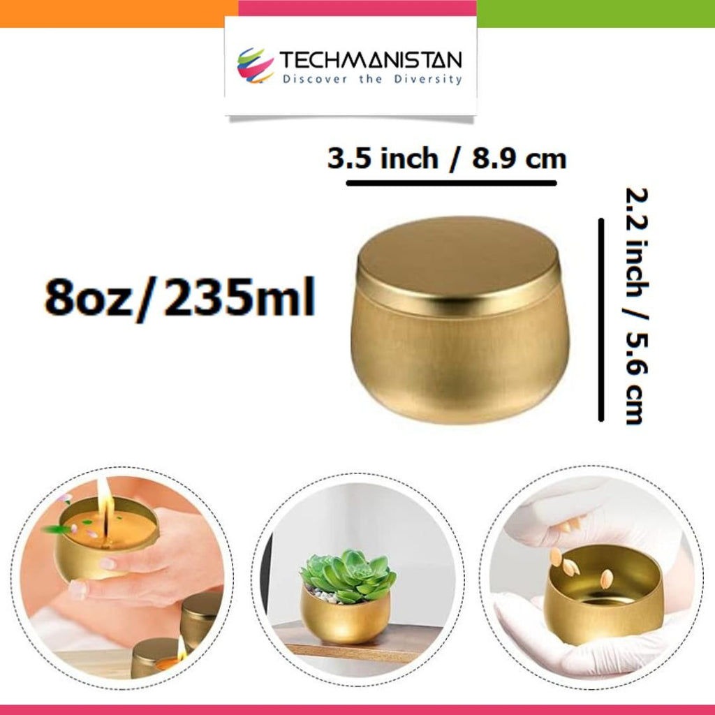 Pack of 6 - Multipurposed Empty Tins, Candle Tins