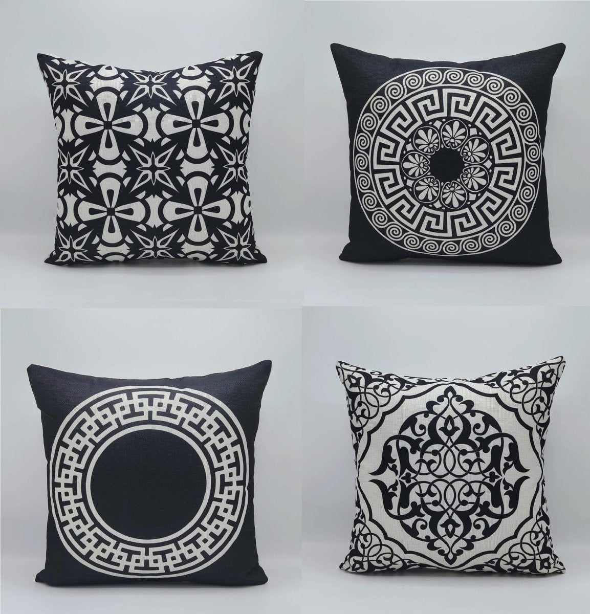 Pack of 6 - Random Design Black & White Geometric Cushion Covers, Throw Pillow, Decorative Case, Without Filling, Bedroom