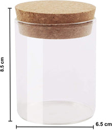 Pack of 6 - Small Glass Food Jar with Cork Lid and Airtight Sealing, Little Clear Canister Jar for Kitchen Storage, Mini Cork Bottle