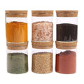 Pack of 6 - Small Glass Food Jar with Cork Lid and Airtight Sealing, Little Clear Canister Jar for Kitchen Storage, Mini Cork Bottle