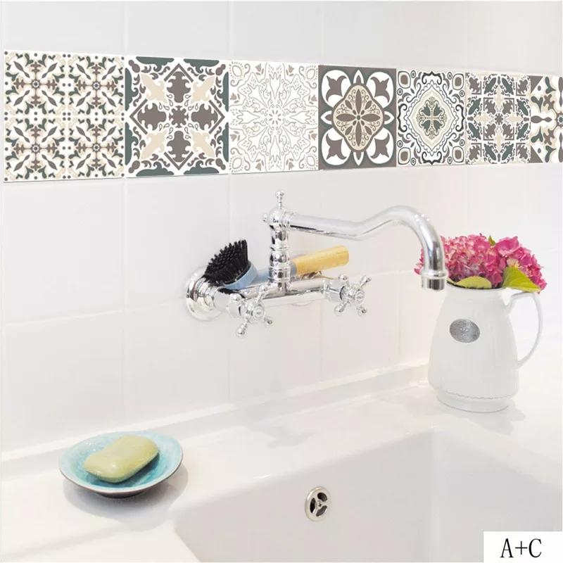 Pack of 6 - Waterproof and Heat Resistant Tiles Stickers for Bathroom & Kitchen - 10x10 inches