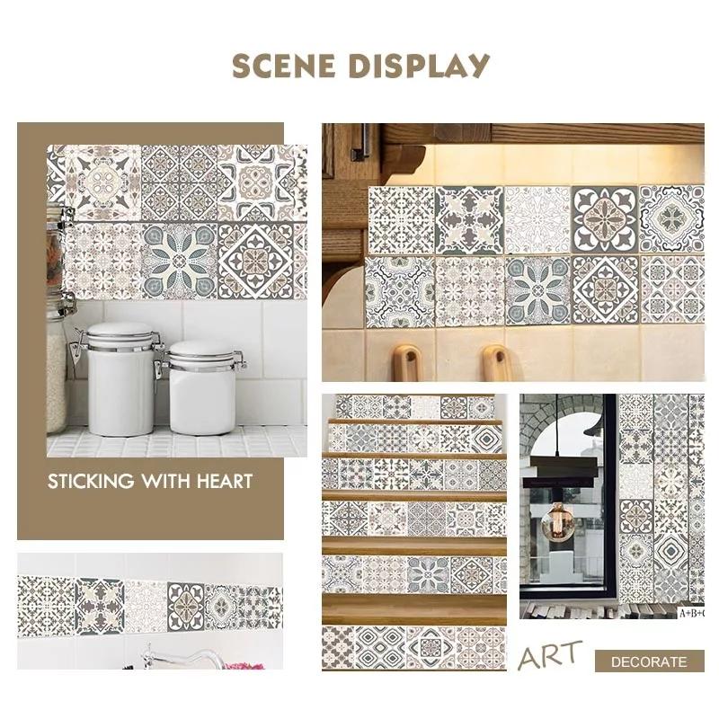 Pack of 6 - Waterproof and Heat Resistant Tiles Stickers for Bathroom & Kitchen - 10x10 inches