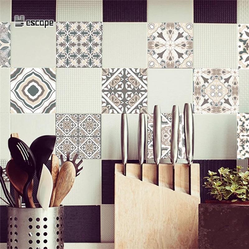 Pack of 6 - Waterproof and Heat Resistant Tiles Stickers for Bathroom & Kitchen - 10x10 inches