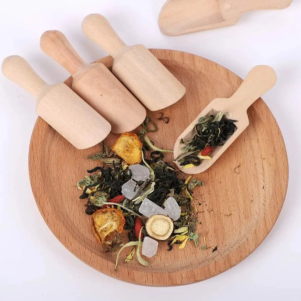 Pack of 6 - Wooden Spice Spoon, Spice Shovel Spoons