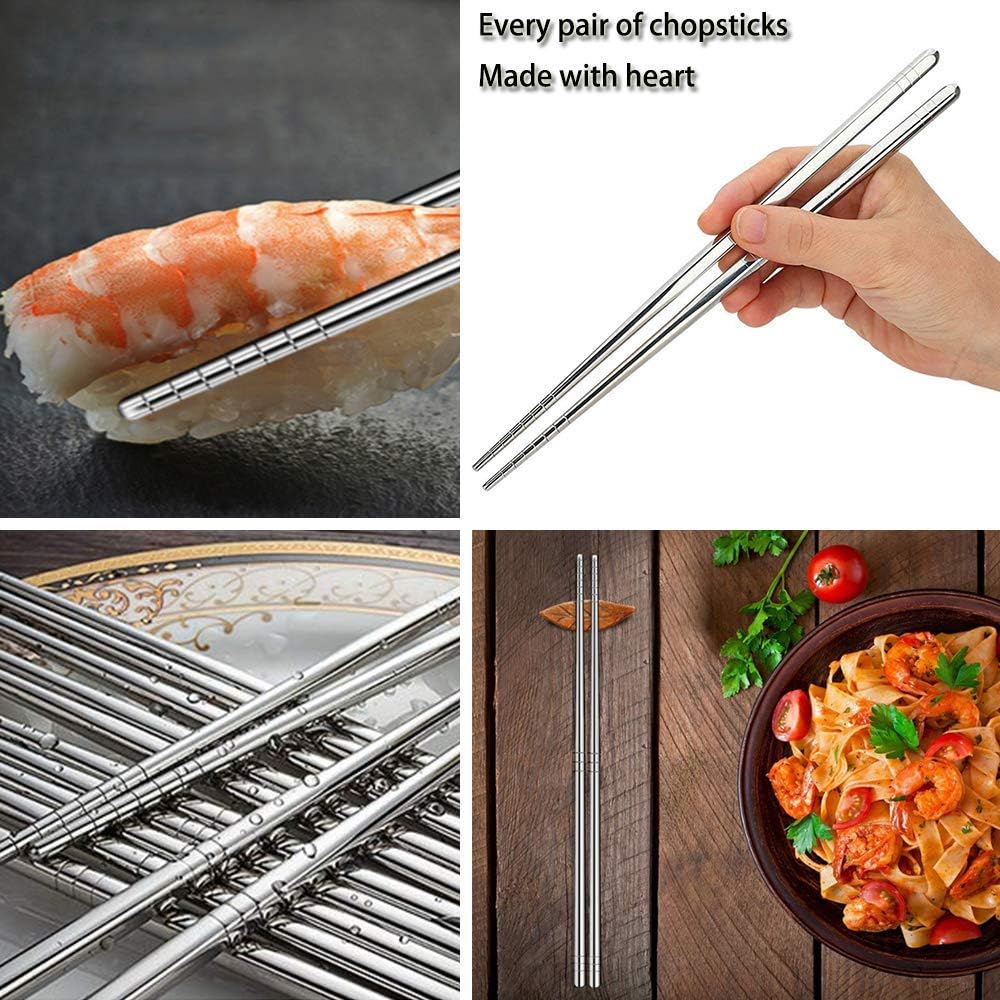 Set of 5 Pairs - SUS 304 Stainless Steel Chopsticks