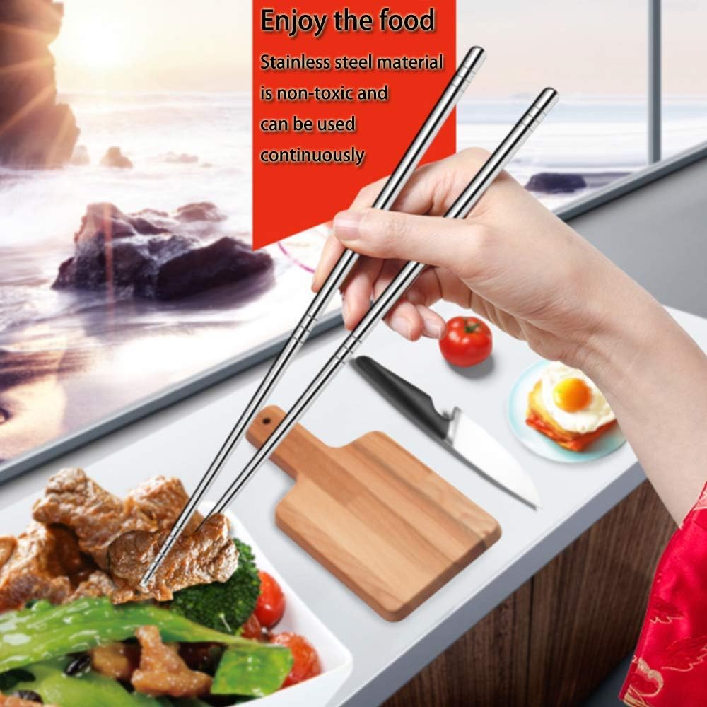 Set of 5 Pairs - SUS 304 Stainless Steel Chopsticks