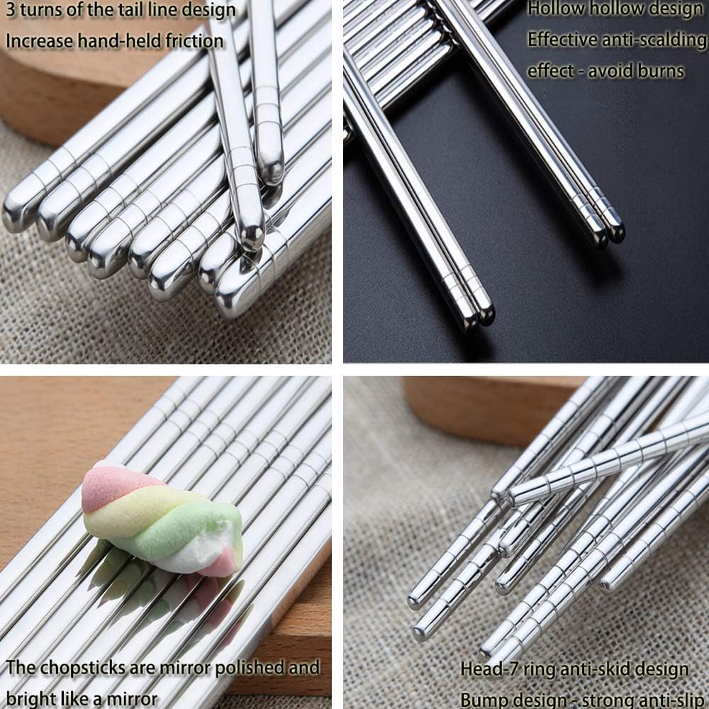 Set of 5 Pairs - SUS 304 Stainless Steel Chopsticks