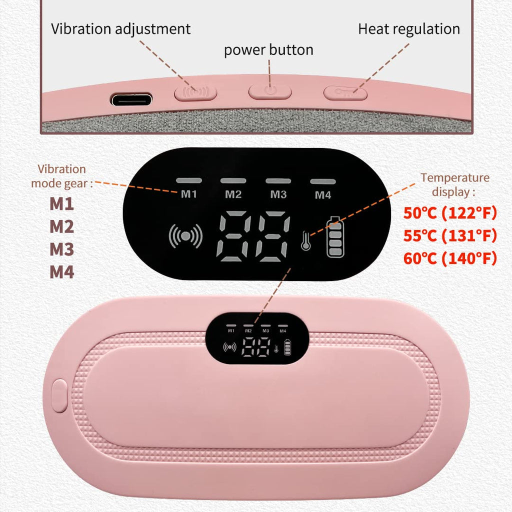 Portable Cordless Heating Pad for Menstrual Cramps Relief | 3-Temperature & 4-Massage Modes | Stomach & Back Pain Relief Device for Women