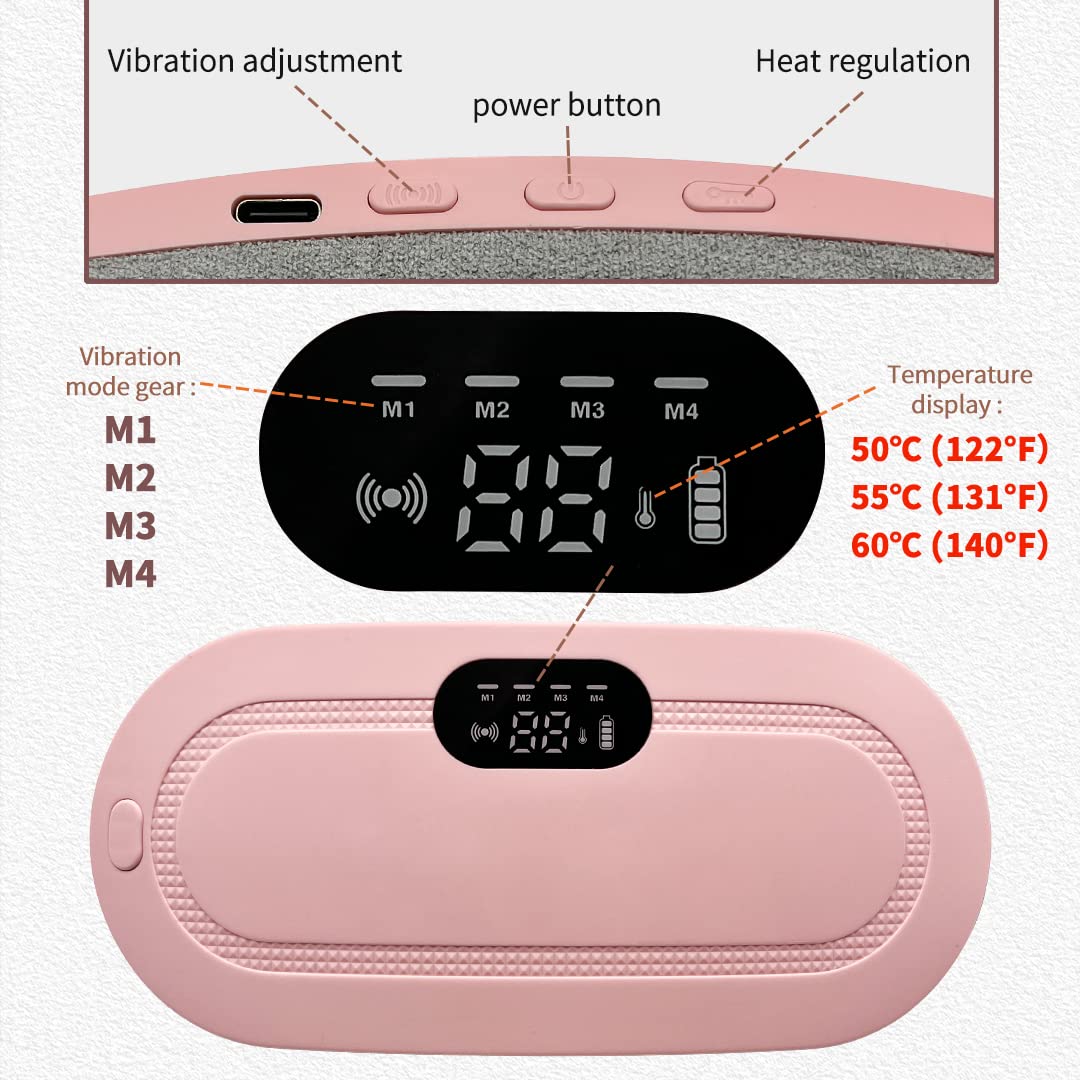 Portable Cordless Heating Pad for Menstrual Cramps Relief | 3-Temperature & 4-Massage Modes | Stomach & Back Pain Relief Device for Women