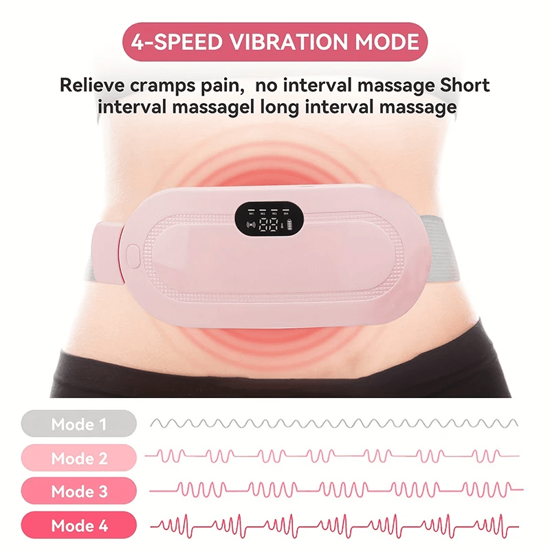 Portable Cordless Heating Pad for Menstrual Cramps Relief | 3-Temperature & 4-Massage Modes | Stomach & Back Pain Relief Device for Women
