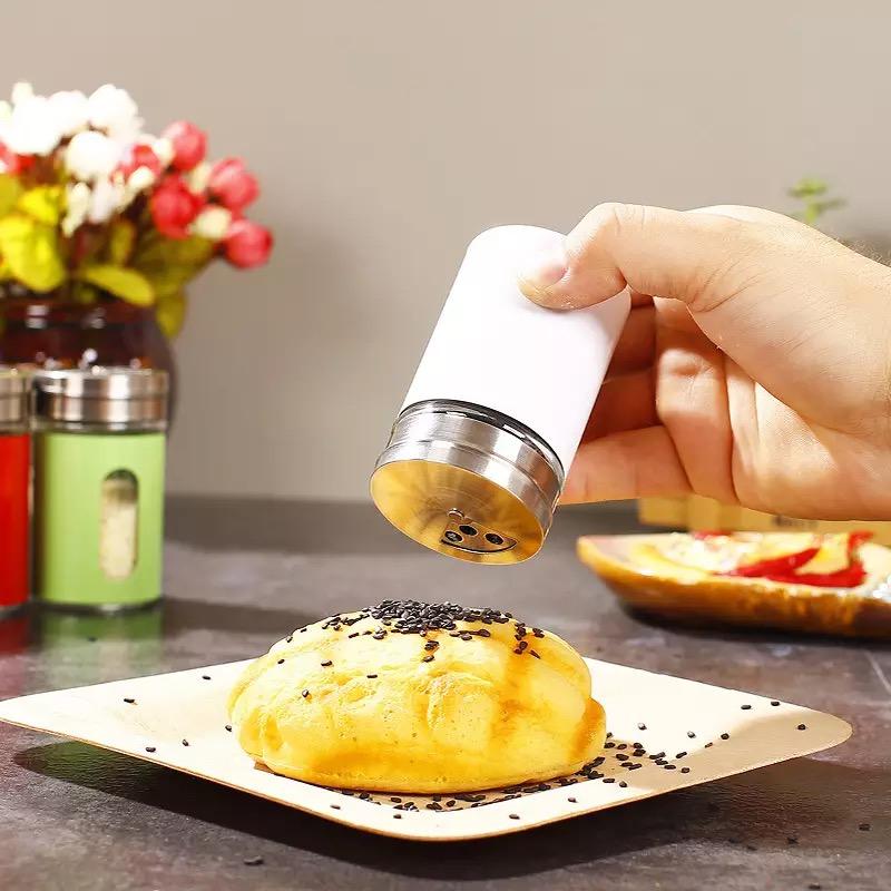 Random Color - 1 Piece Stainless Steel Cover Glass Salt & Pepper Mill With 3 Sized Holes, Spice Container, Salt Mill, Spice Bottle, Retro Spice Jar