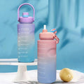 Random Color 2 Liter Multicolor Large Capacity Water Bottle With Motivational Quotes & Time Maker Instructions